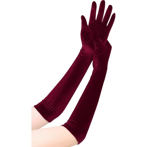 Accessories - Women Velvet Opera Gloves Long Elbow Length Flapper Costume Accessory
